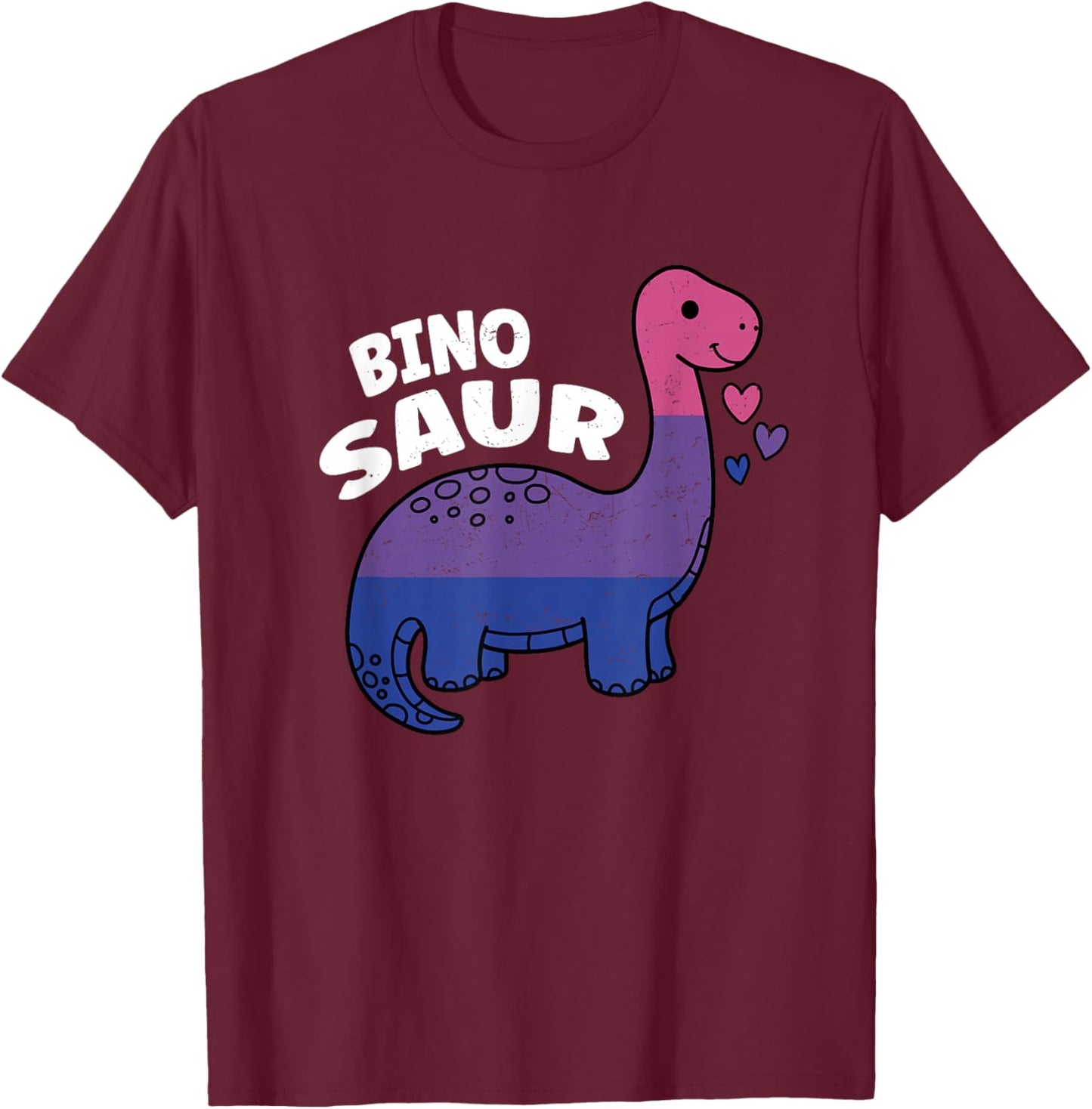 Binosaur Bisexual Pride Dino Bi T-Shirt - T-Shirt | Maroon