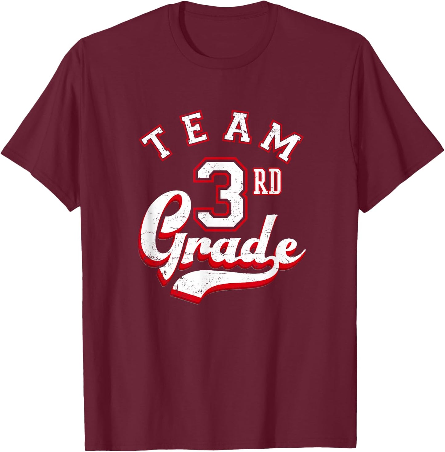 Team 3rd Grade Third for Teacher or Students Distressed Women Kids T-Shirt - T-Shirt | Maroon
