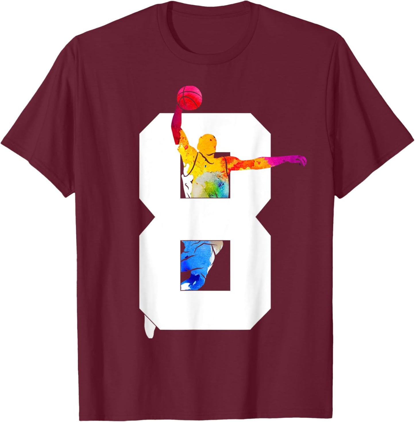 8 Years Basketball 8th Birthday T-Shirt - T-Shirt | Maroon