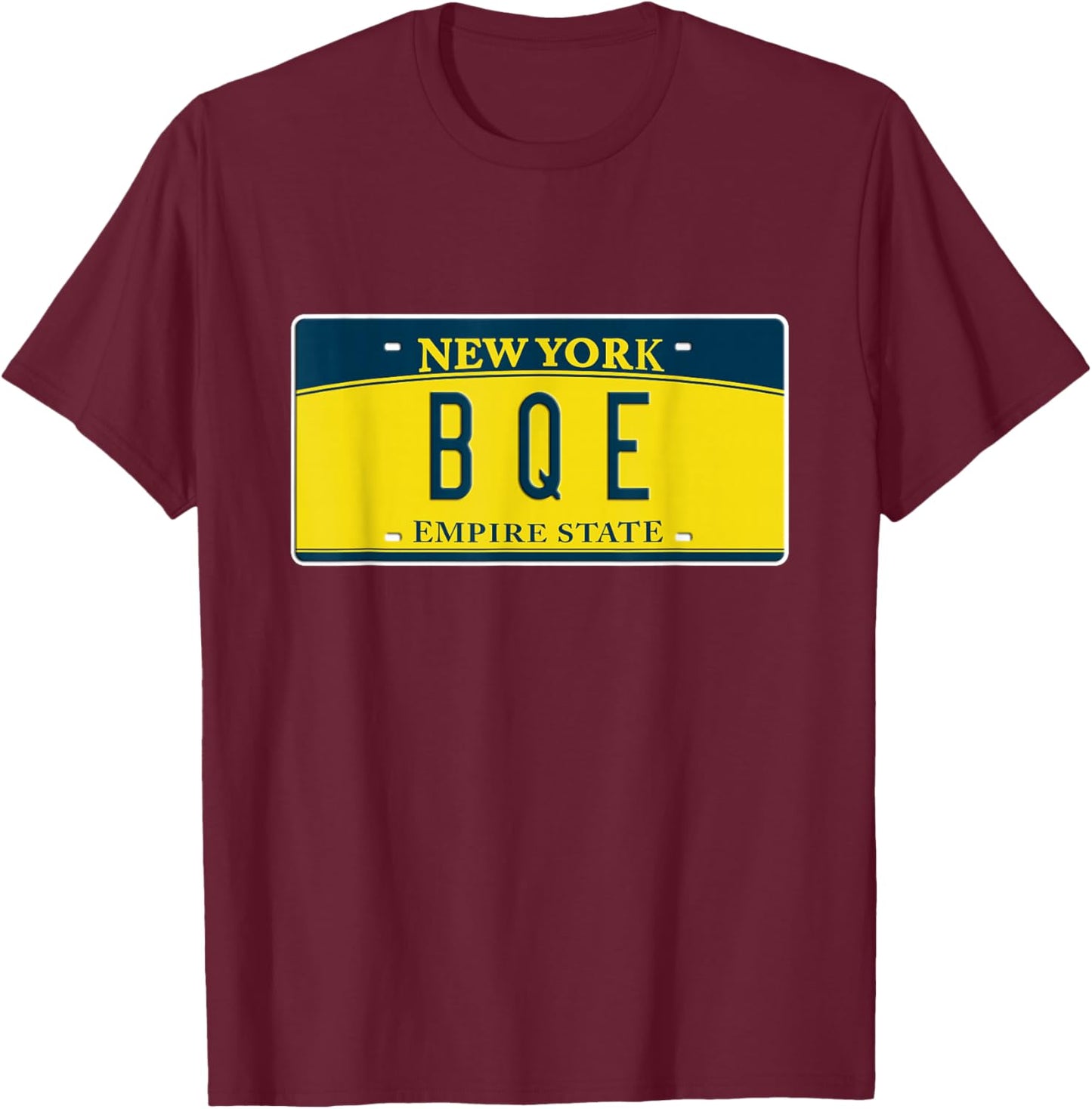 Brooklyn Queens Expressway BQE New York NY License Plate T-Shirt - T-Shirt | Maroon