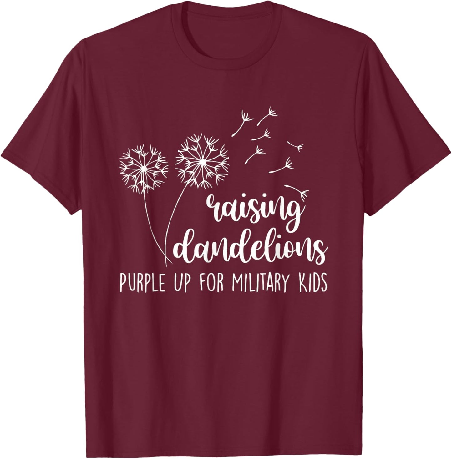 Purple Up For Military Kids Military Child Month Dandelion T-Shirt - T-Shirt | Maroon