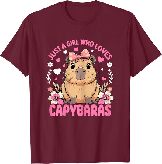 Just a Girl Who Loves Capybaras Graphic T-Shirt - T-Shirt | Maroon