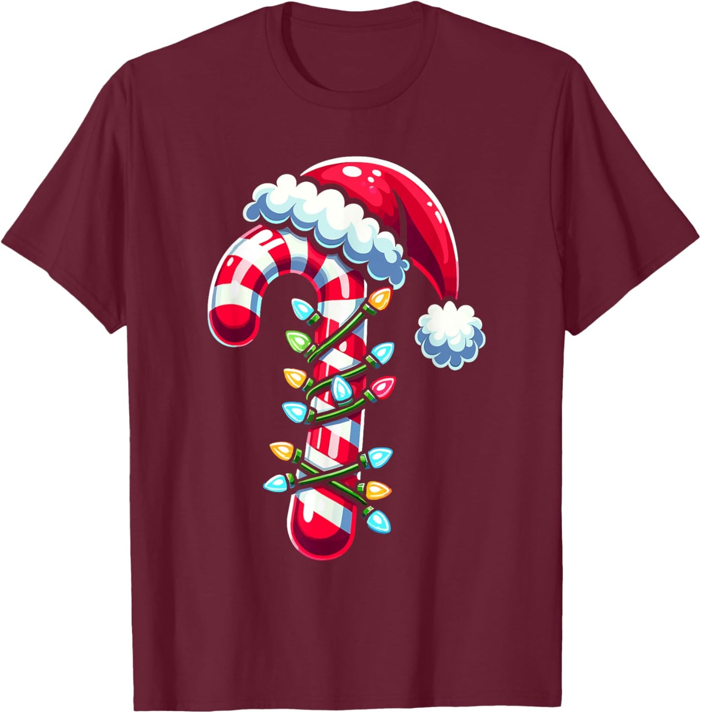Candy Cane Boys Kids Christmas Santa Women Men T-Shirt - T-Shirt | Maroon