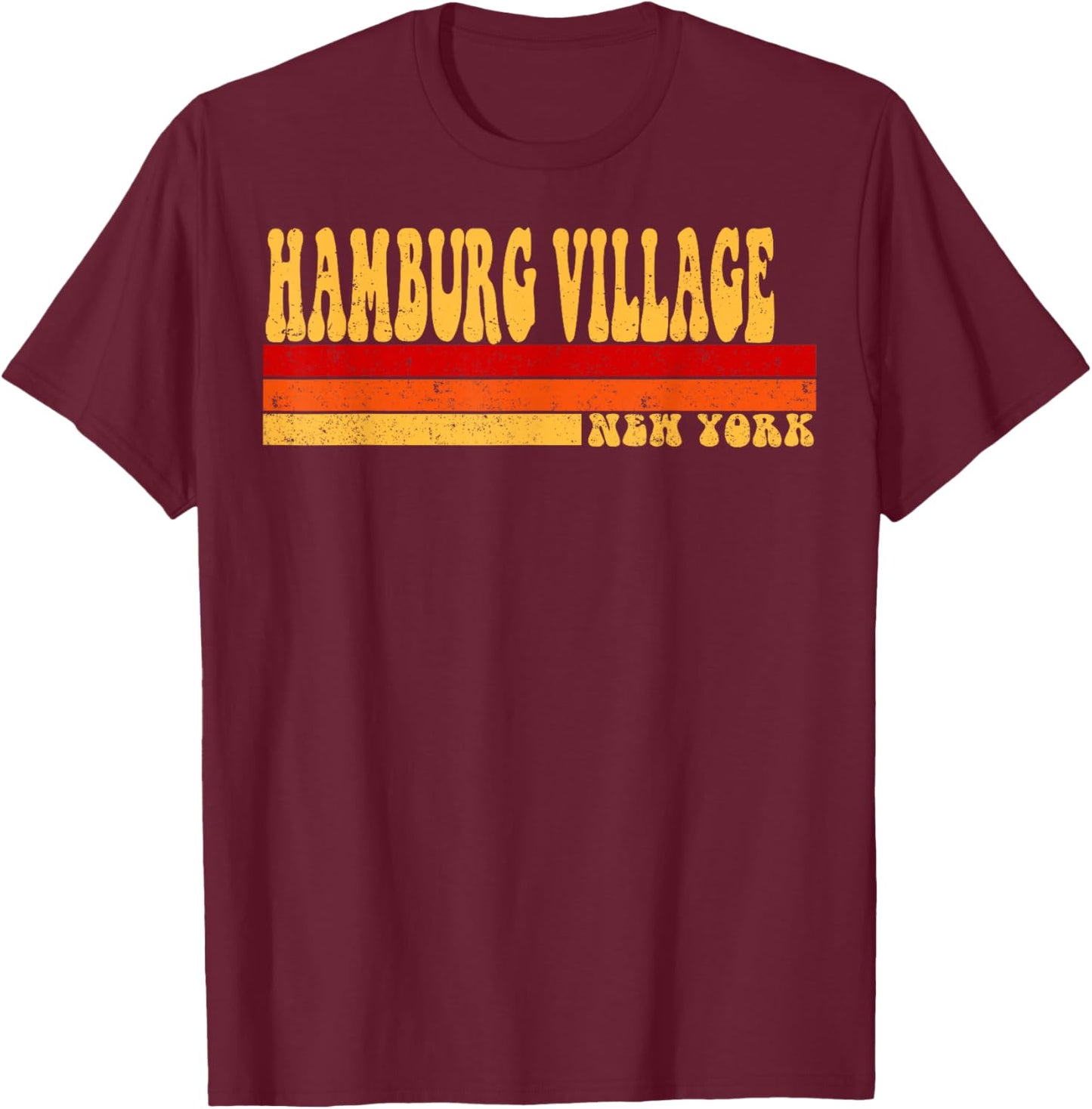 HAMBURG VILLAGE New York City Vintage Roots Retro 70s 80s T-Shirt - T-Shirt | Maroon