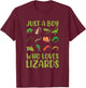 Kids Reptile Bearded Dragon Just A Boy Who Loves Lizards T-Shirt - T-Shirt | Maroon