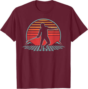 Fencing Retro Vintage 80s Style Fencer Gift T-Shirt - T-Shirt | Maroon