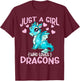 Just A Girl Who Loves Dragons Cute Anime Kawaii Dragon Gift T-Shirt - T-Shirt | Maroon
