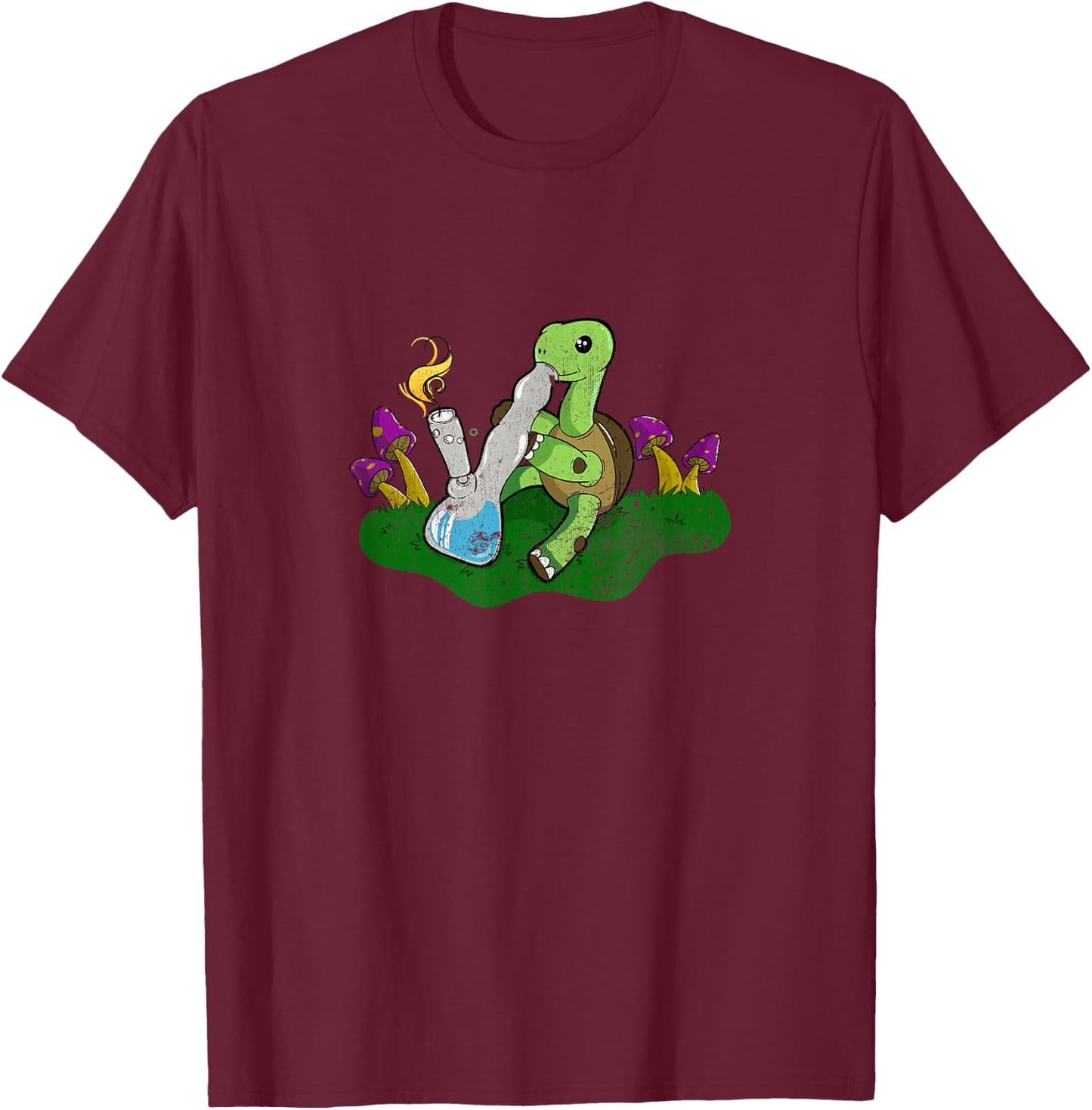 Marijuana Bong Turtle Cannabis Weed Cannabis Gift T-Shirt - T-Shirt | Maroon
