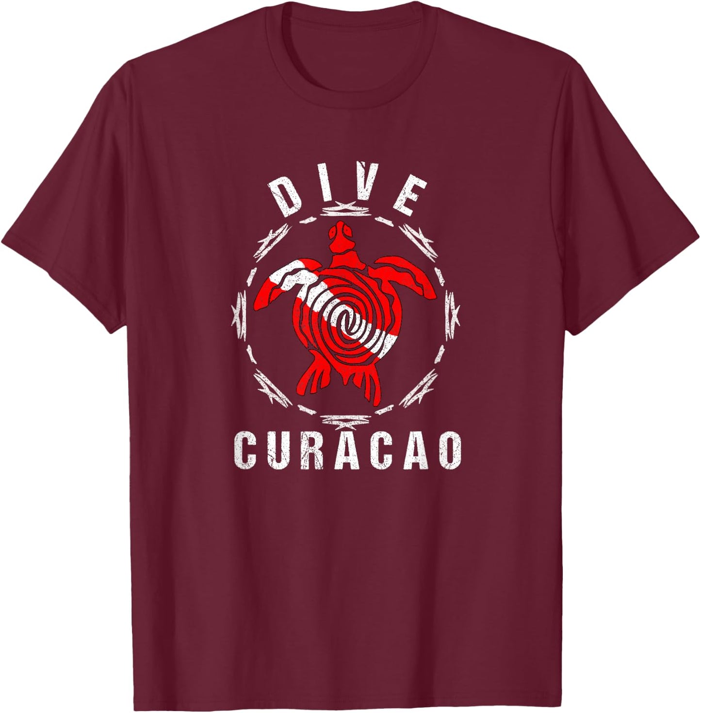 Dive Curacao Shirt Vintage Tribal Turtle Gift T-Shirt - T-Shirt | Maroon