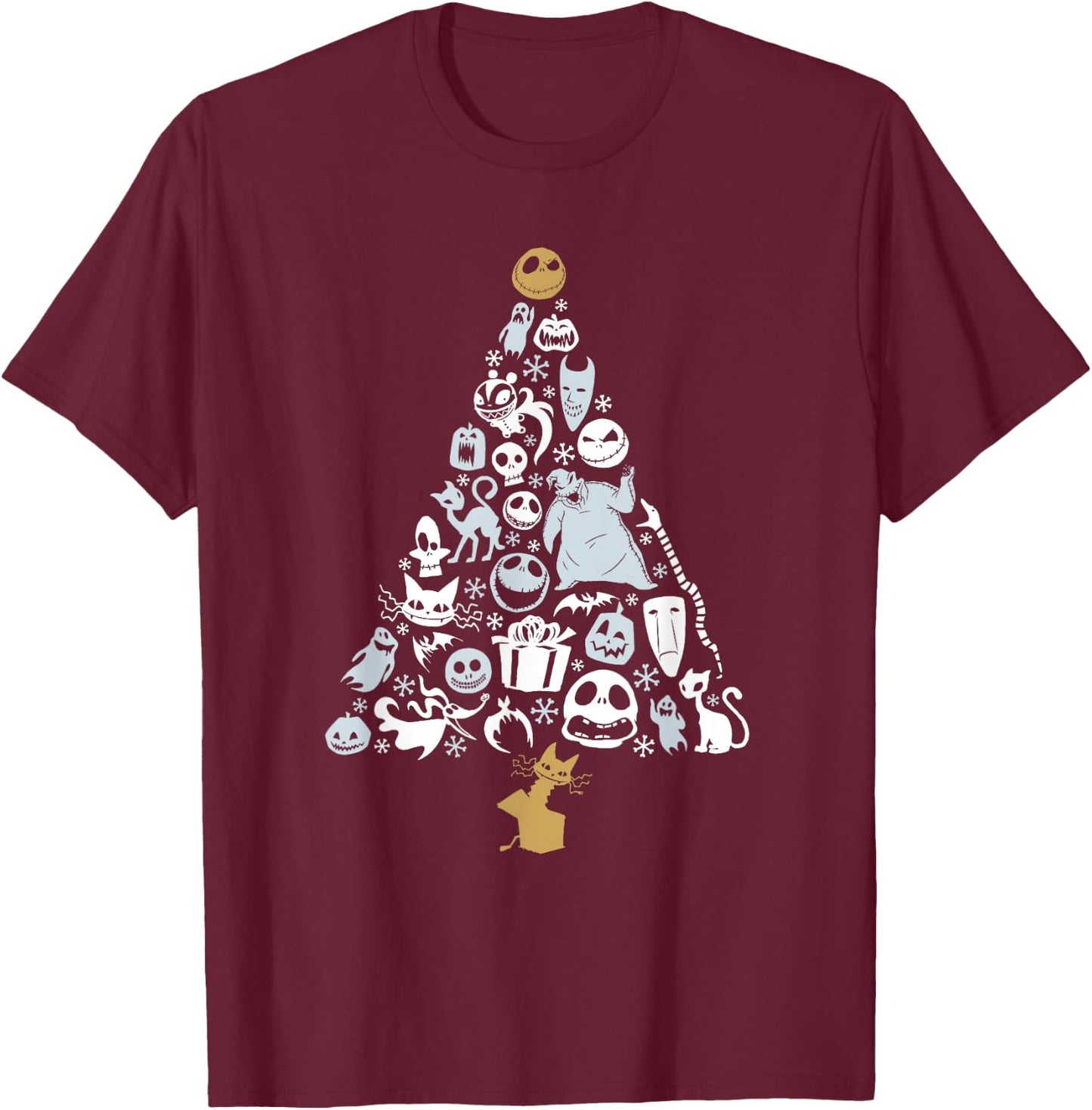 Disney The Nightmare Before Christmas Holiday Tree T-Shirt - T-Shirt | Maroon