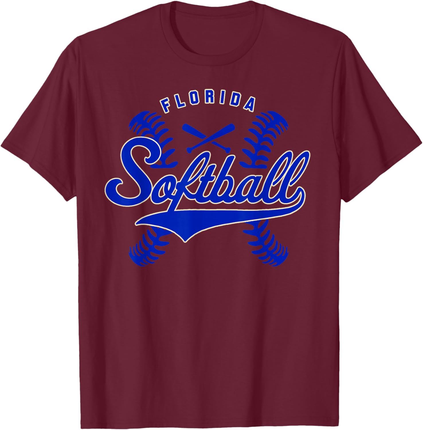 Florida Softball Vintage Kids Team Retro Softball Fan T-Shirt - T-Shirt | Maroon
