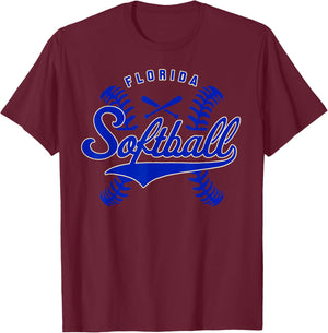 Florida Softball Vintage Kids Team Retro Softball Fan T-Shirt - T-Shirt | Maroon