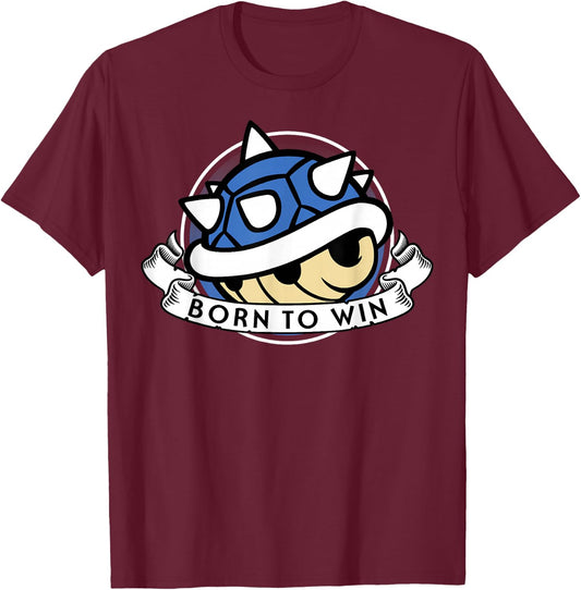 Mario Kart Blue Shell Born to Win T-Shirt - T-Shirt | Maroon