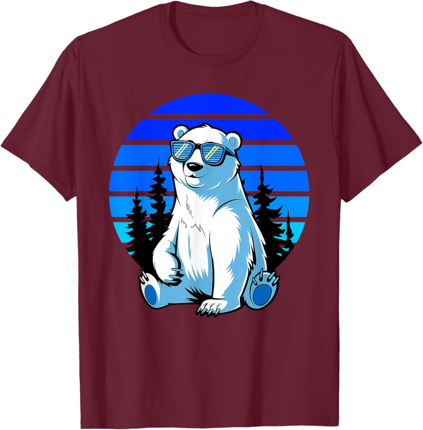 Arctic Animal Polar Bear Lover Cool Sunglasses Polar Bear T-Shirt - T-Shirt | Maroon