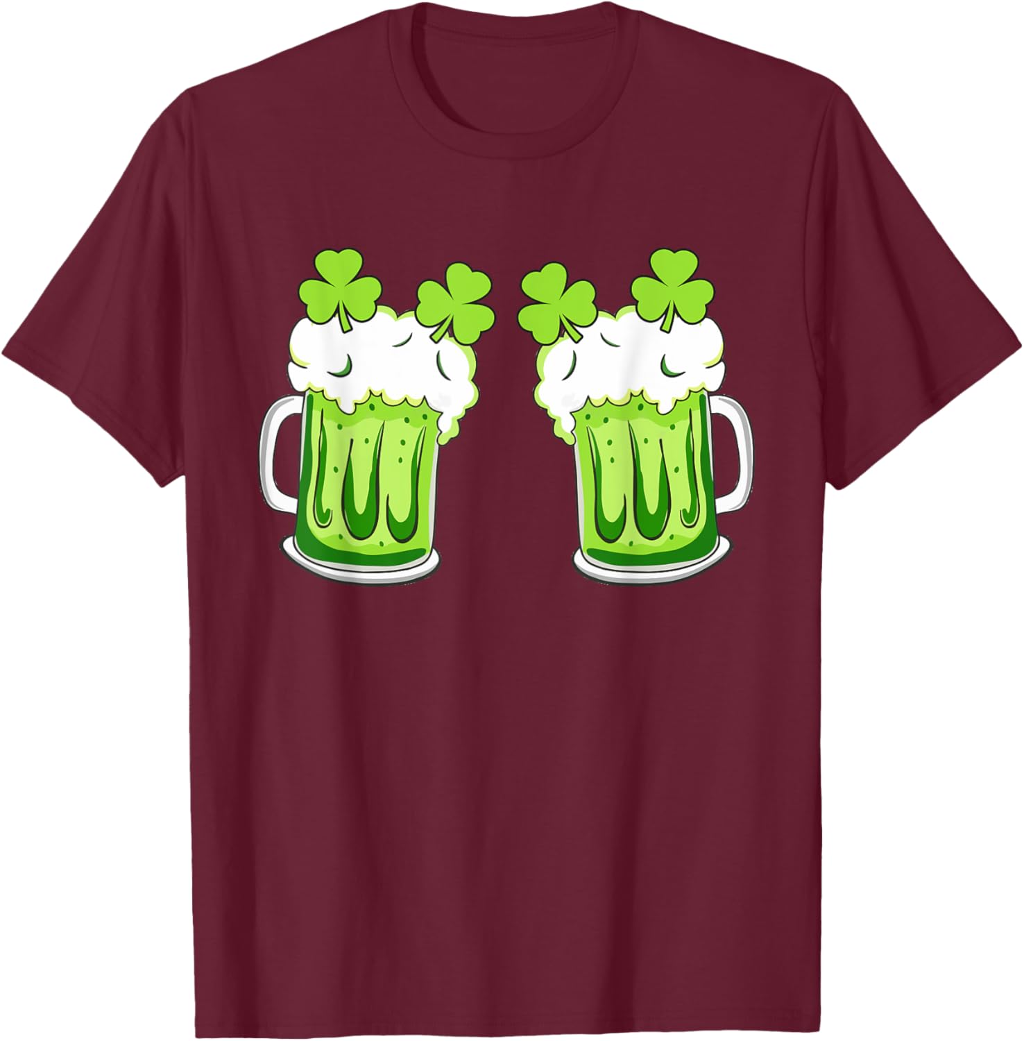 St Patricks Day Drinking Irish Shamrock Green Beer T-Shirt - T-Shirt | Maroon