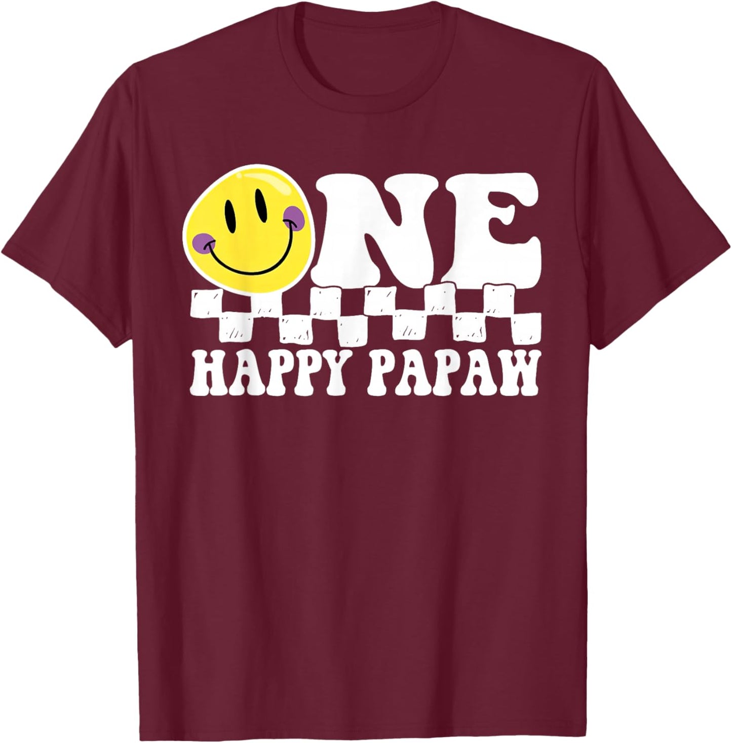 One Happy Dude Papaw 1st Birthday Family Matching T-Shirt - T-Shirt | Maroon