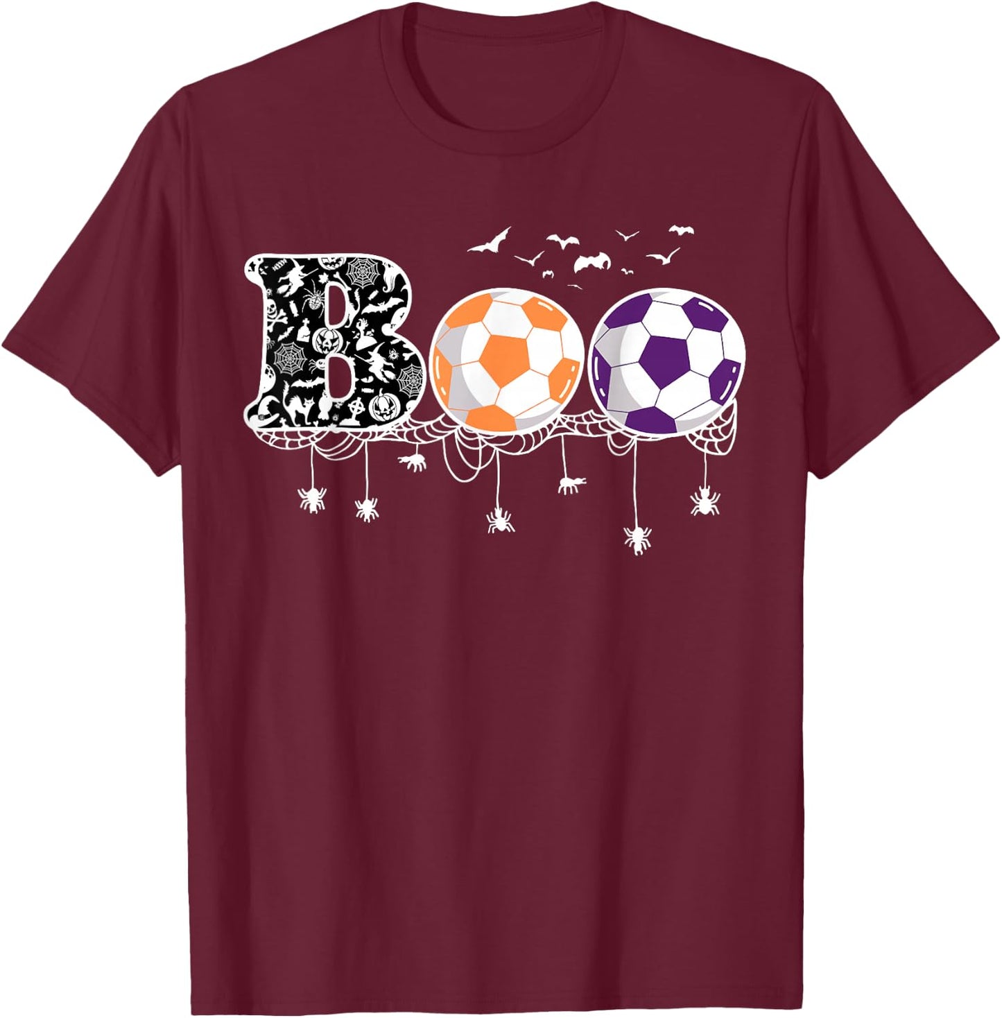 Boo Soccer Funny Halloween Football T-Shirt - T-Shirt | Maroon