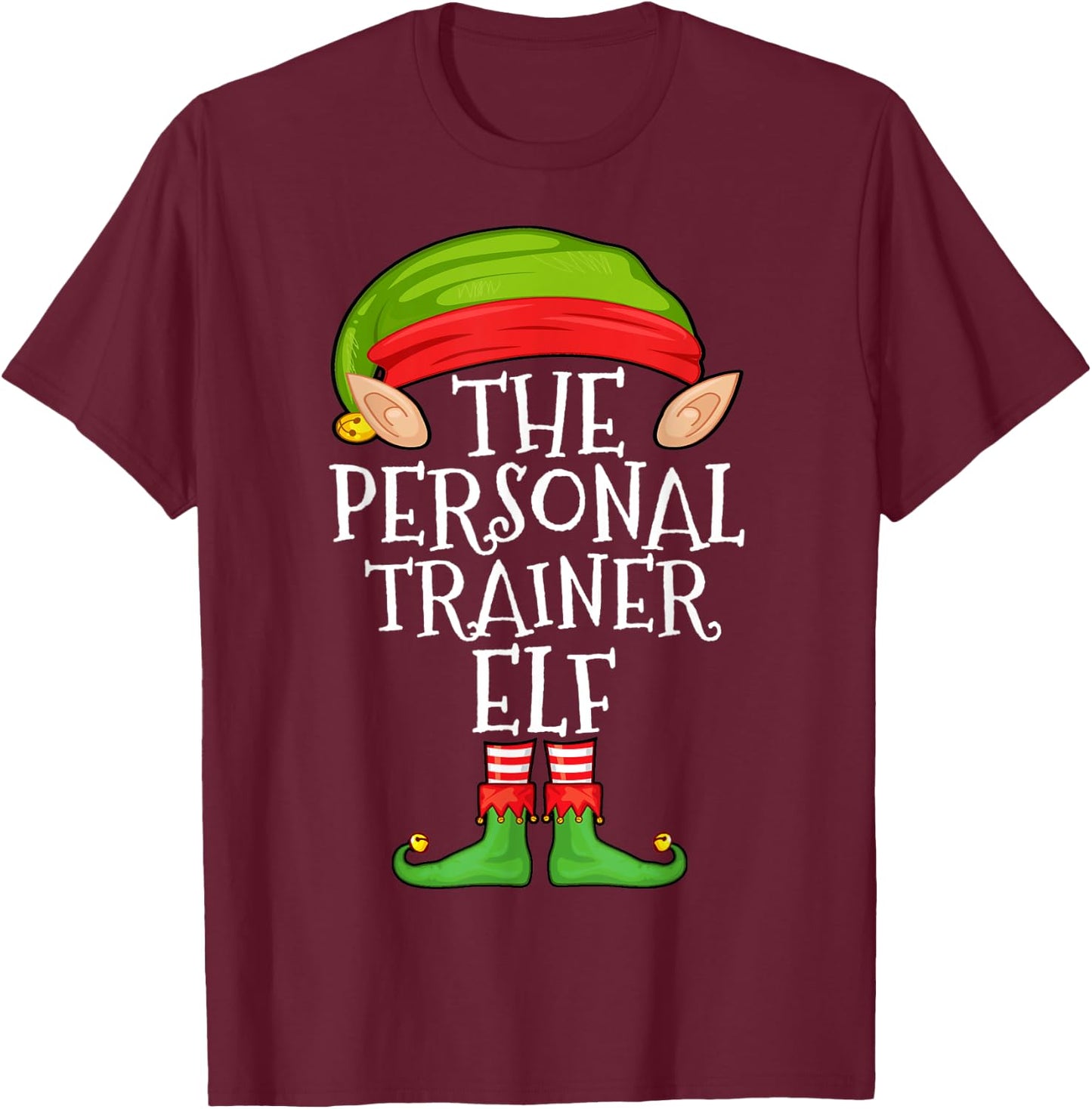Xmas Personal Trainer Elf Matching Shirt, Christmas Family T-Shirt - T-Shirt | Maroon