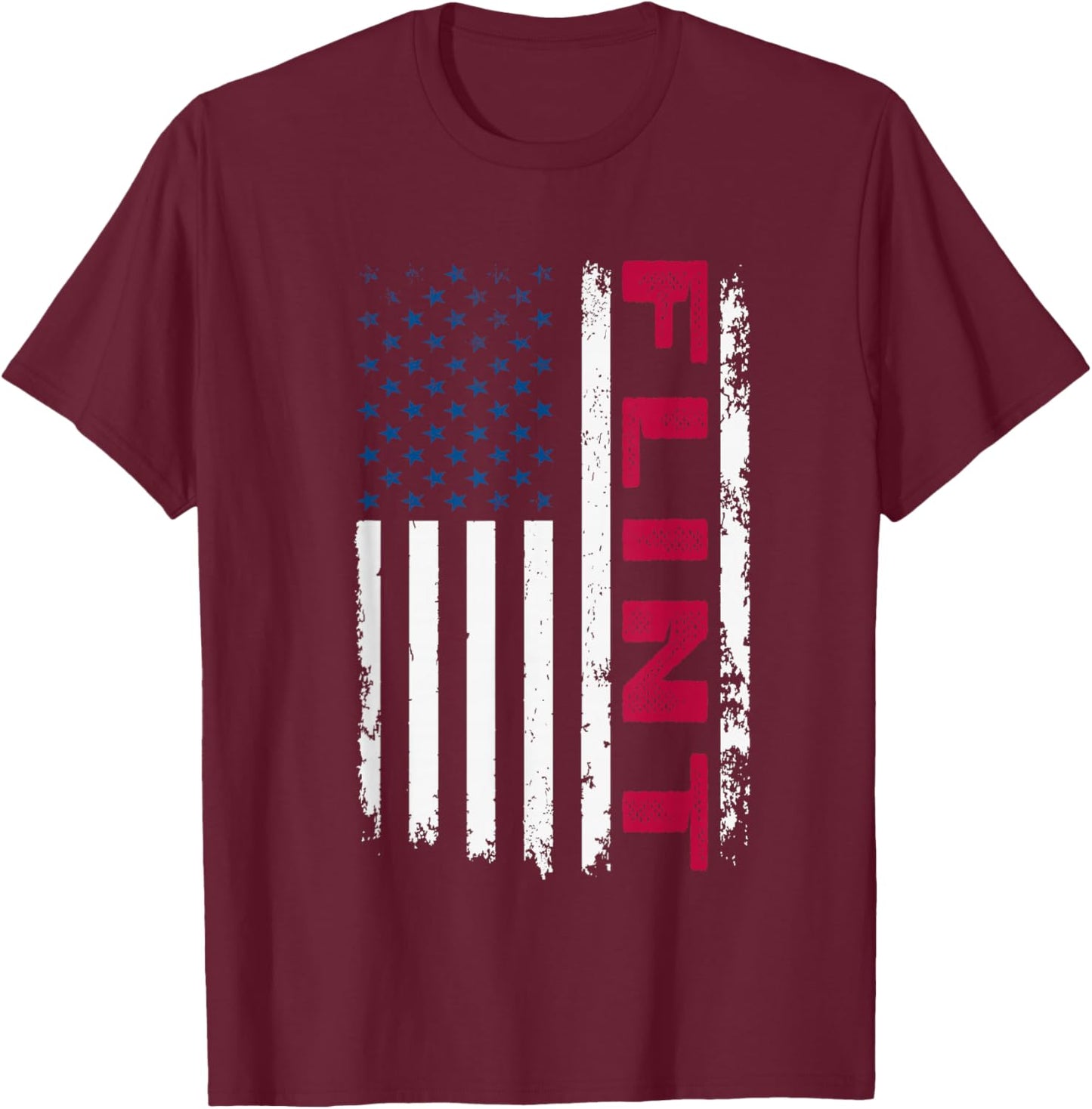 Flint USA Flag Lover Patriotic American Flint T-Shirt - T-Shirt | Maroon