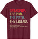 Grandpop The Man The Myth The Legend He Knows Everything T-Shirt - T-Shirt | Maroon