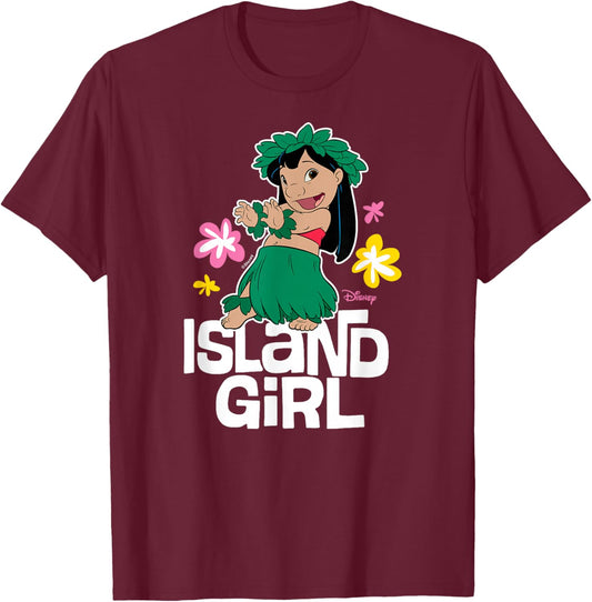 Lilo and Stitch - Island Girl T-Shirt - T-Shirt | Maroon