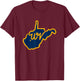 Vintage West Virginia Map WV 304 West Virginia Home T-Shirt - T-Shirt | Maroon