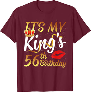 It's My King's 56th Birthday Gold Crown For 56 Years Old Man T-Shirt - T-Shirt | Maroon