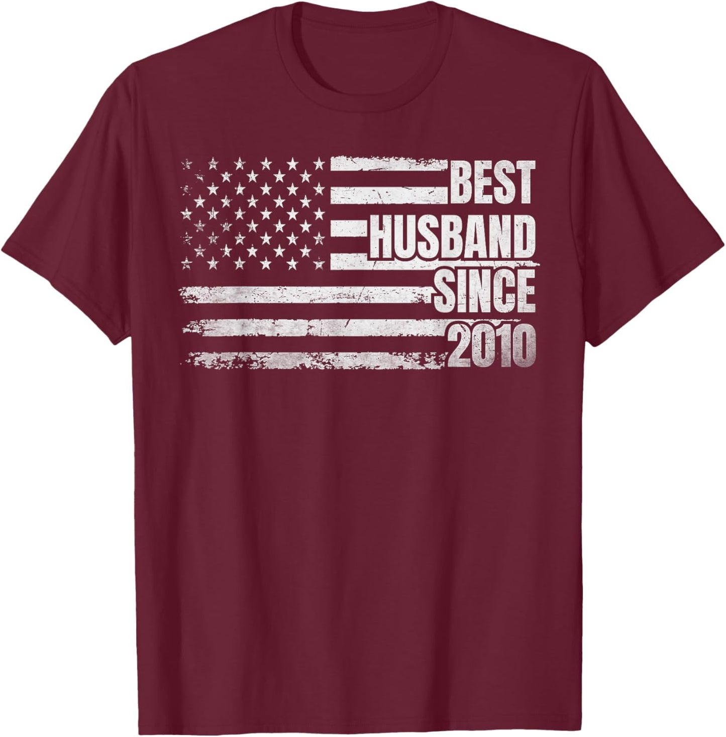 Best Husband Since 2010 14th Vintage Wedding Anniversary T-Shirt - T-Shirt | Maroon