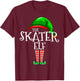 Skater Elf Group Matching Family Christmas Gift Skateboard T-Shirt - T-Shirt | Maroon