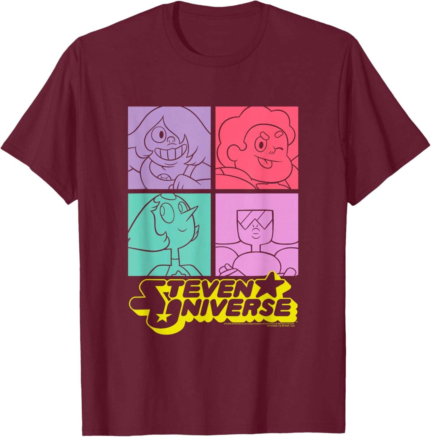 Steven Universe Four Block Gem Photos T-Shirt - T-Shirt | Maroon