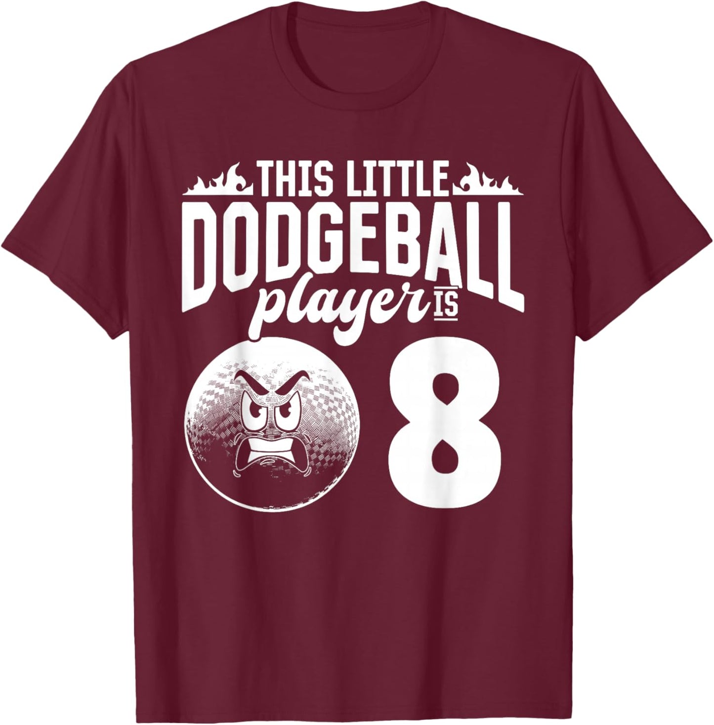 Dodgeball Player 8th Birthday - 8 Years Old Dodgeball Player T-Shirt - T-Shirt | Maroon