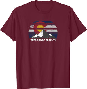 Steamboat Springs, Colorado x CO Flag Mtn Top T-Shirt - T-Shirt | Maroon