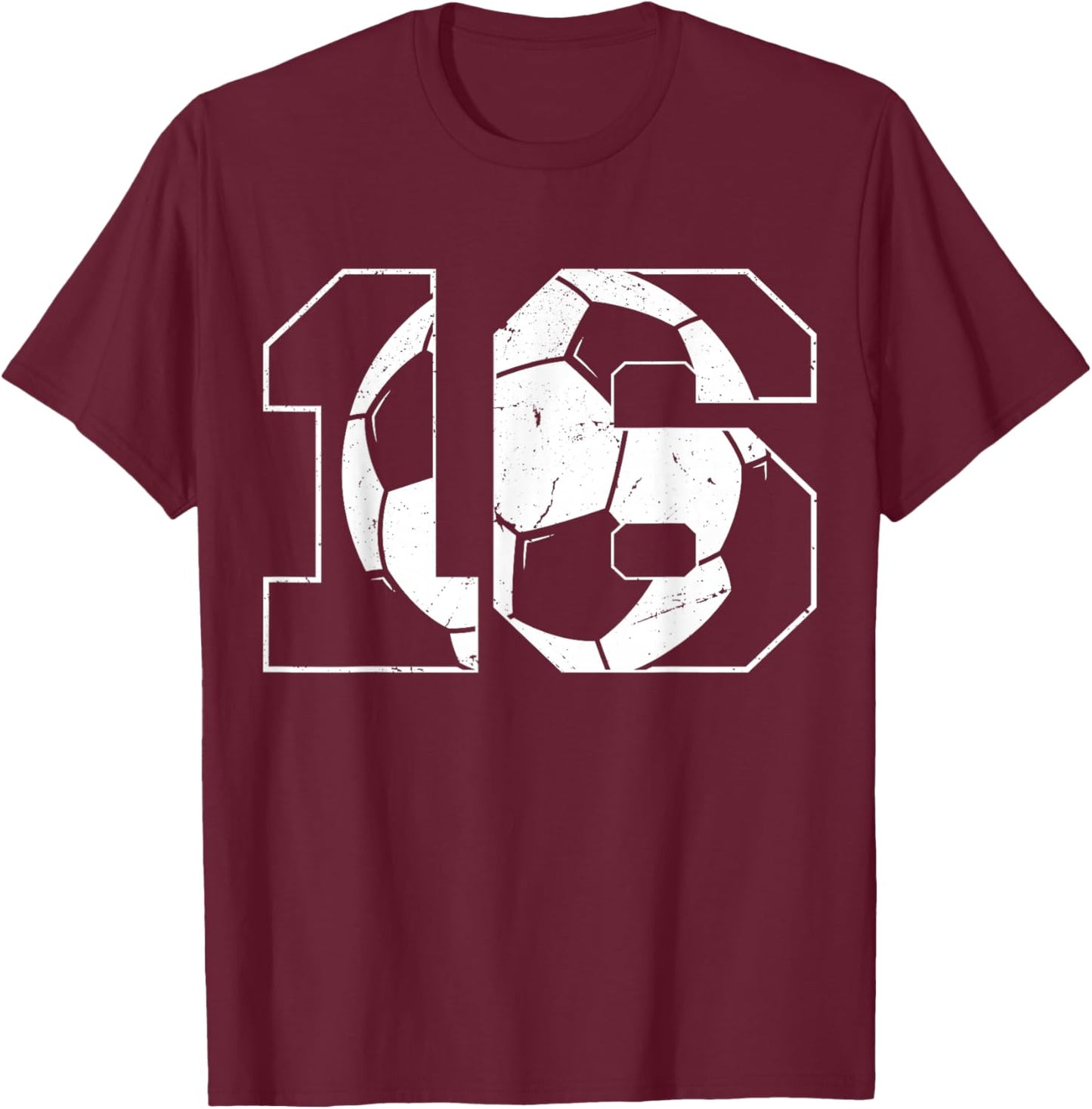 16th Birthday Boy Soccer Player Football 16 Years Old T-Shirt - T-Shirt | Maroon