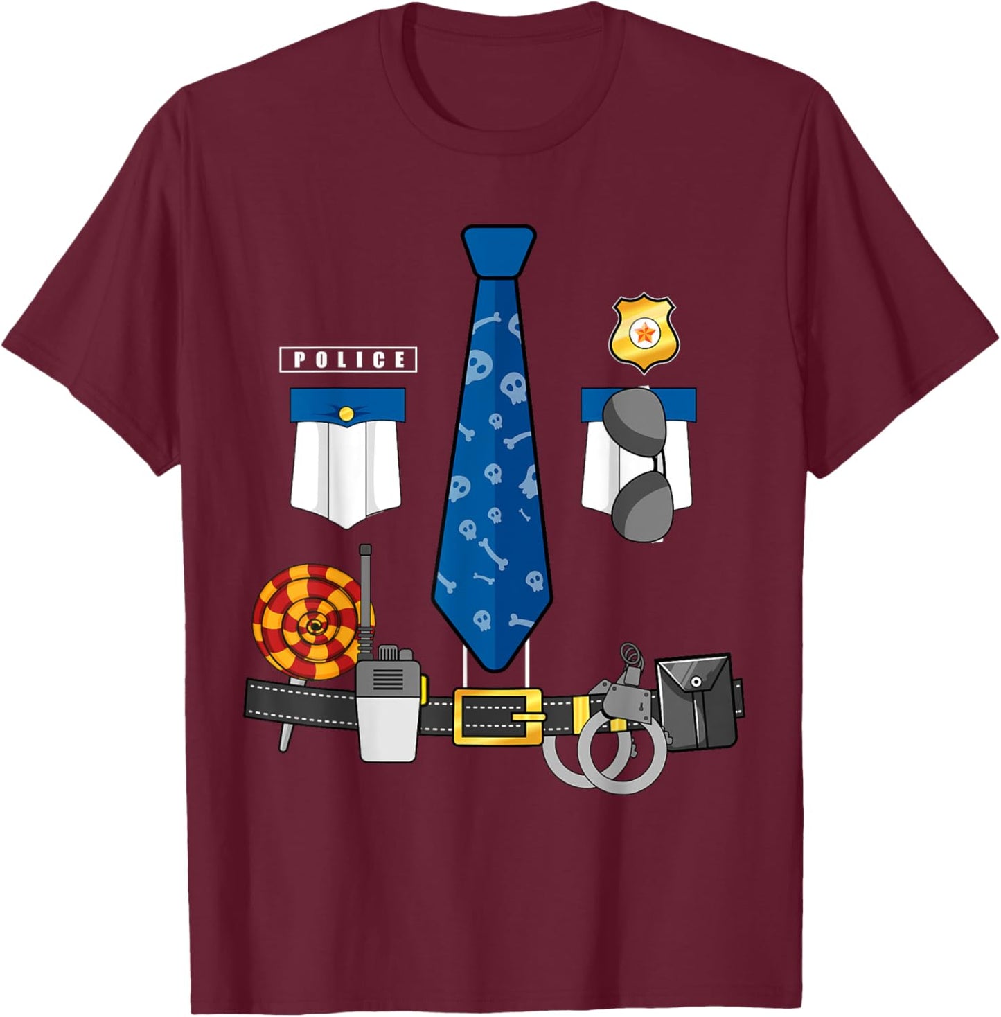 Police Officer Halloween Costume For Kids Boys Men T-Shirt - T-Shirt | Maroon