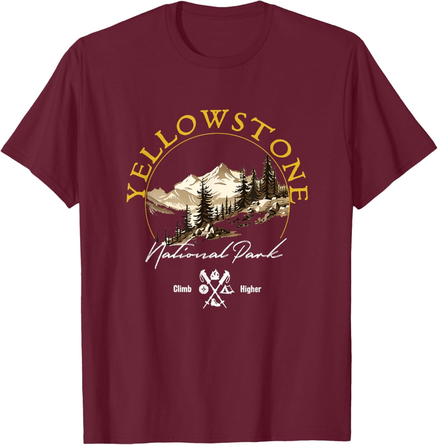 Yellowstone National Park Retro Vintage Apparel - Souvenir T-Shirt - T-Shirt | Maroon