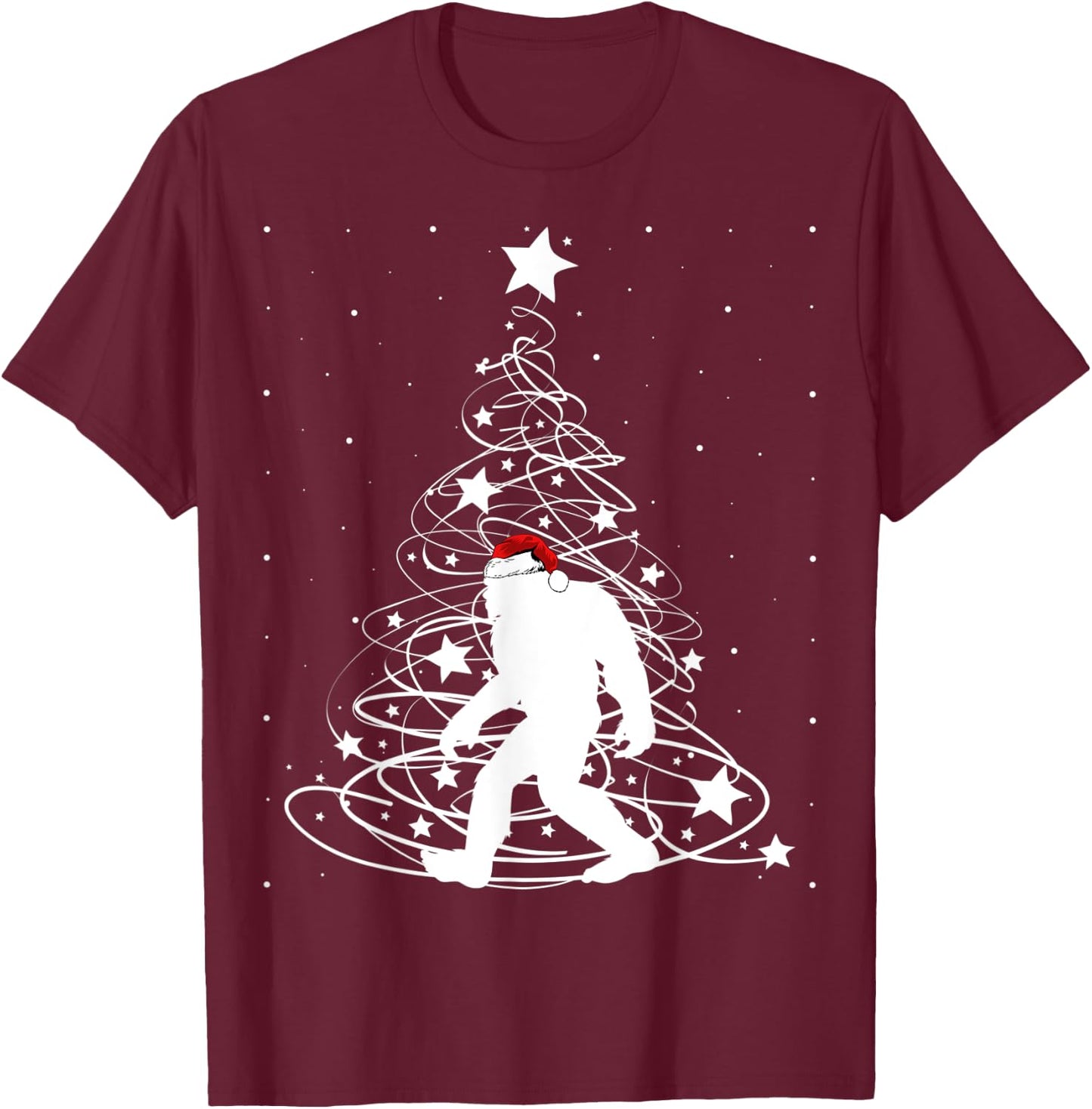 Bigfoot Santa Christmas Shirts for Boys Kids Girls Xmas Gift T-Shirt - T-Shirt | Maroon
