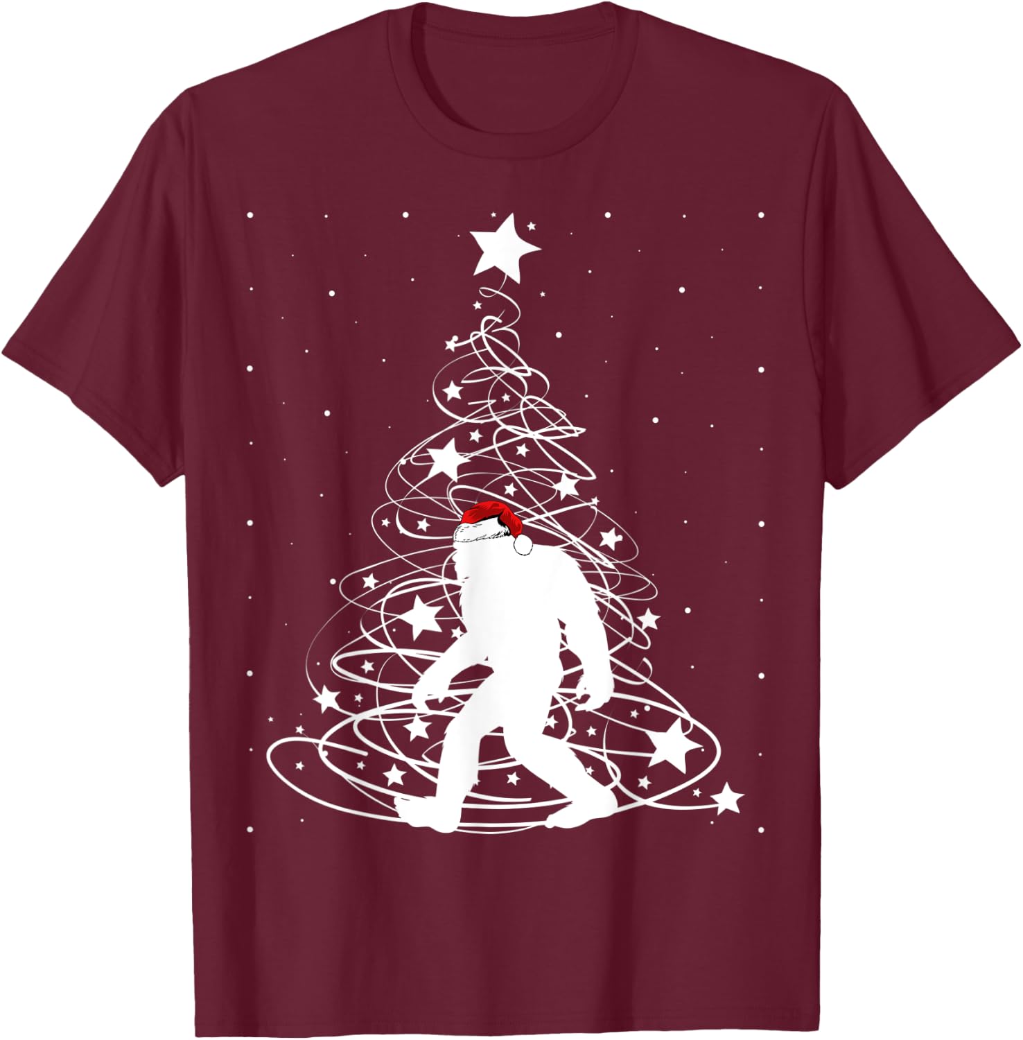 Bigfoot Santa Christmas Shirts for Boys Kids Girls Xmas Gift T-Shirt - T-Shirt | Maroon