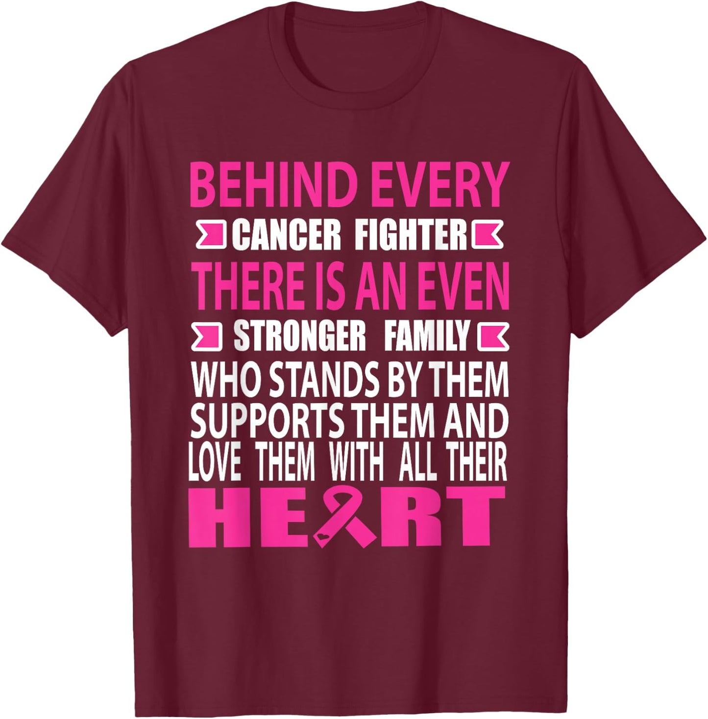 Fighter and strong family Breast cancer awareness cancer T-Shirt - T-Shirt | Maroon