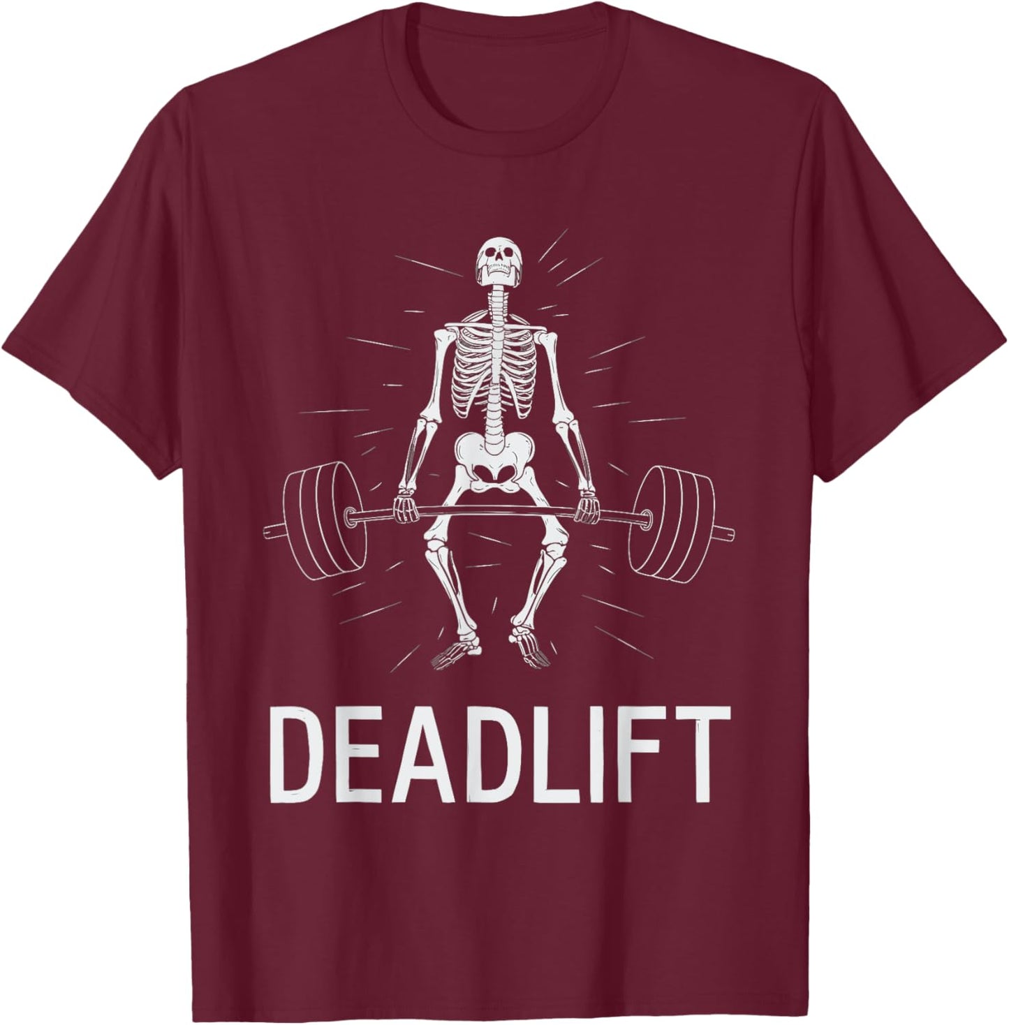 Skeleton Deadlift Spooky Weightlifting Workout T-Shirt - T-Shirt | Maroon