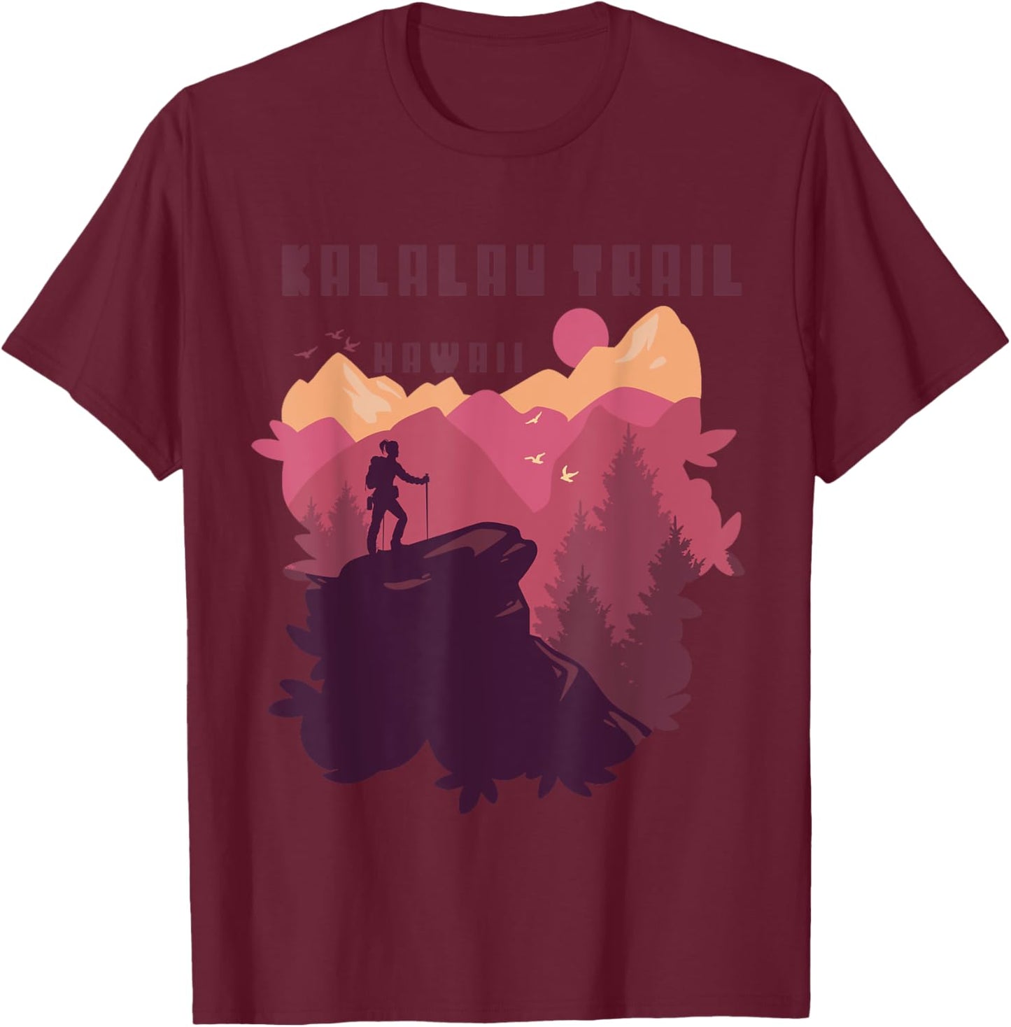 Hawaii Mountain Camping Kalalau Trail Nature Hiking T-Shirt - T-Shirt | Maroon