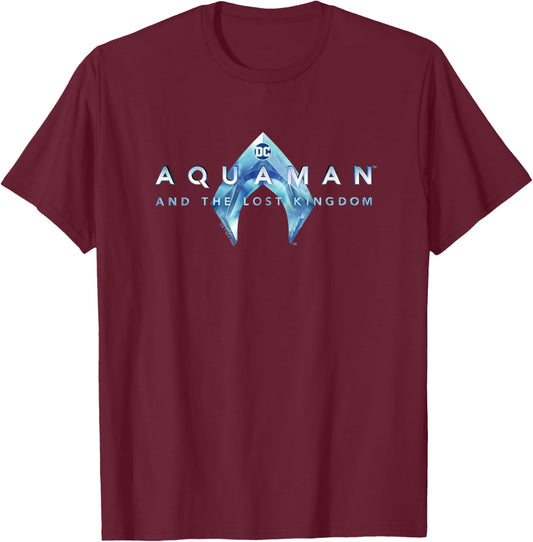 Aquaman Kids' Black with Aquaman and the Lost Kingdom Logo T-Shirt - T-Shirt | Maroon