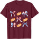 Pink Bows Cute Coquette hotdog y2k Girl Aesthetic USA bow T-Shirt - T-Shirt | Maroon
