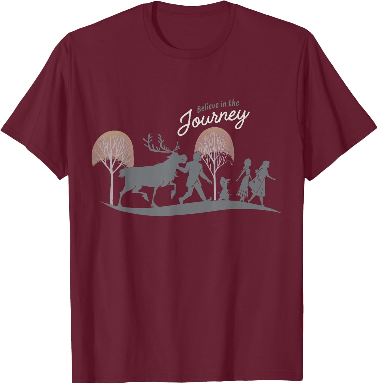 Disney Frozen 2 Believe In The Journey Group Silhouettes T-Shirt - T-Shirt | Maroon