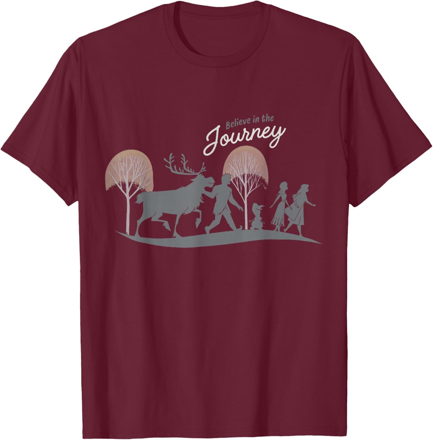 Disney Frozen 2 Believe In The Journey Group Silhouettes T-Shirt - T-Shirt | Maroon