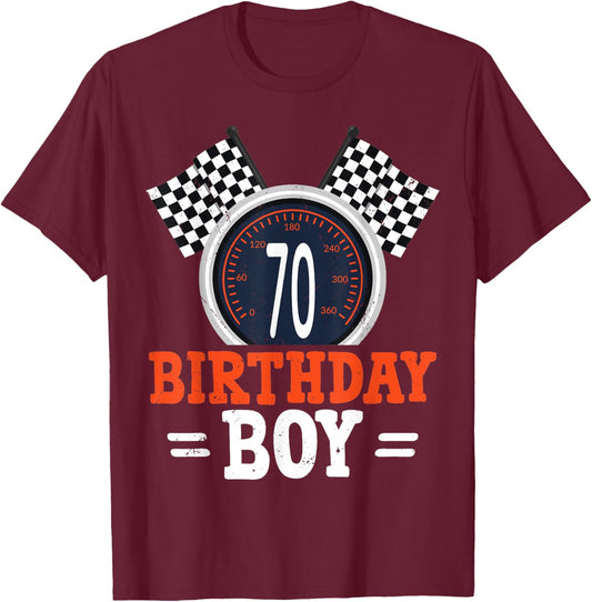 Race Car 70th Birthday Racing Car Driver 70 Year Old Funny T-Shirt - T-Shirt | Maroon