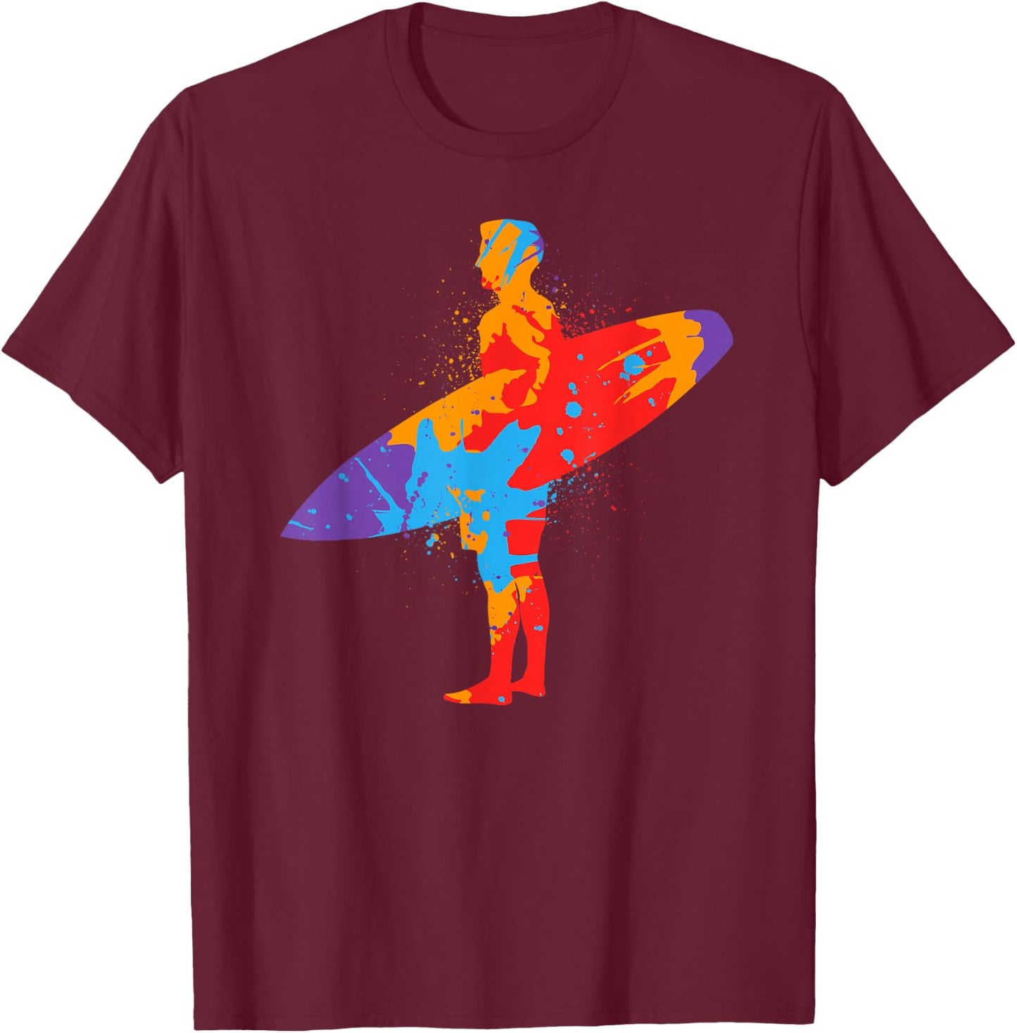 Surf Beach Colorful Surfboard Surfers Boys Men Kids Surfing T-Shirt - T-Shirt | Maroon