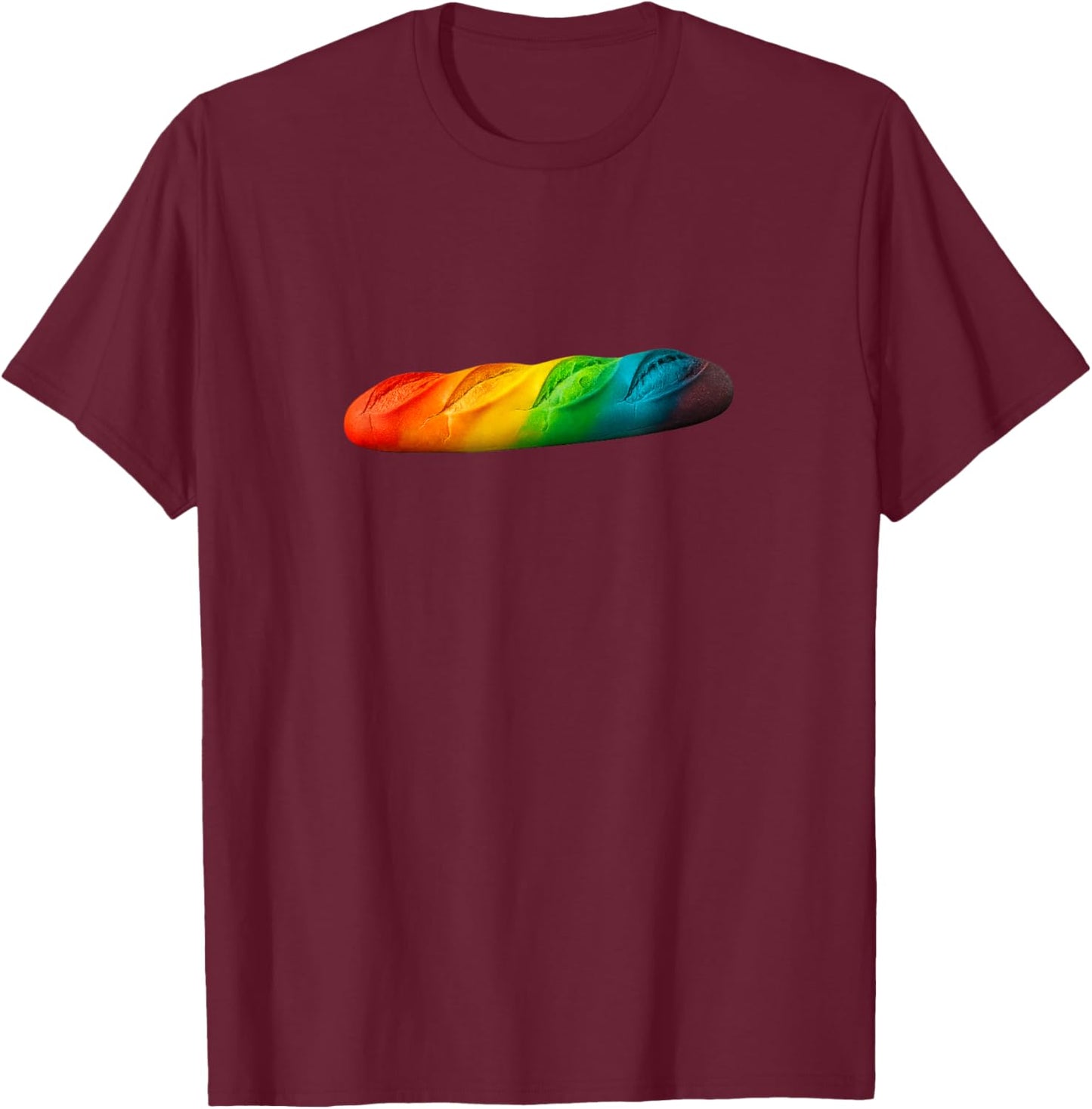 Rainbow Baguette Colorful LGBT Pride Bread T-Shirt - T-Shirt | Maroon