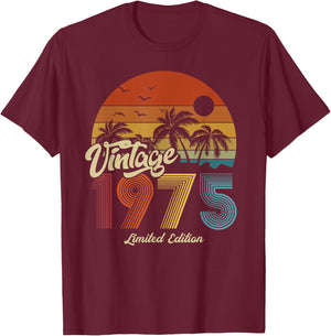 1975 Vintage Birthday Retro Gifts Woman 70s 80s T-Shirt - T-Shirt | Maroon
