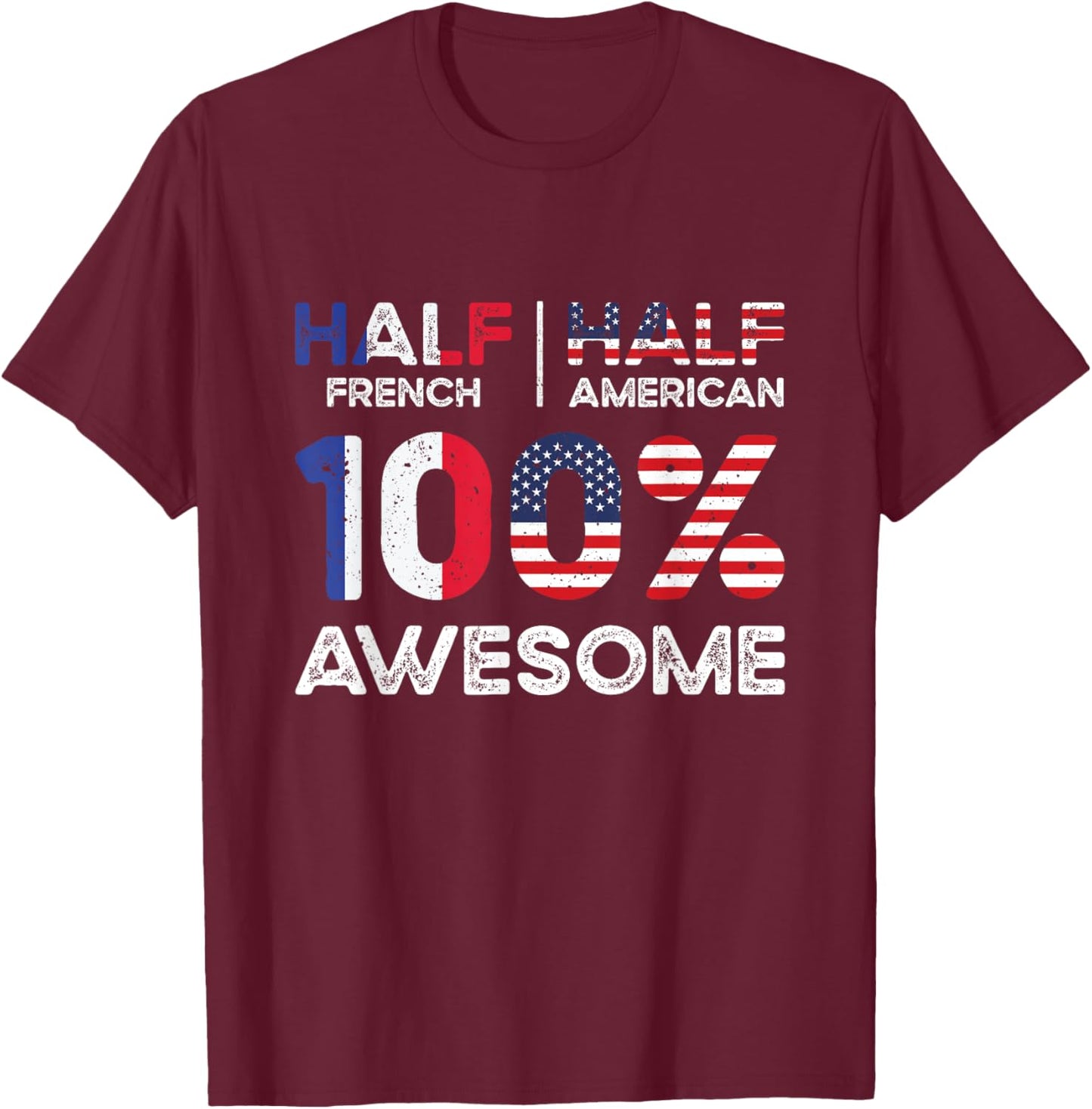 French American Patriot USA Grown France US Flag T-Shirt - T-Shirt | Maroon