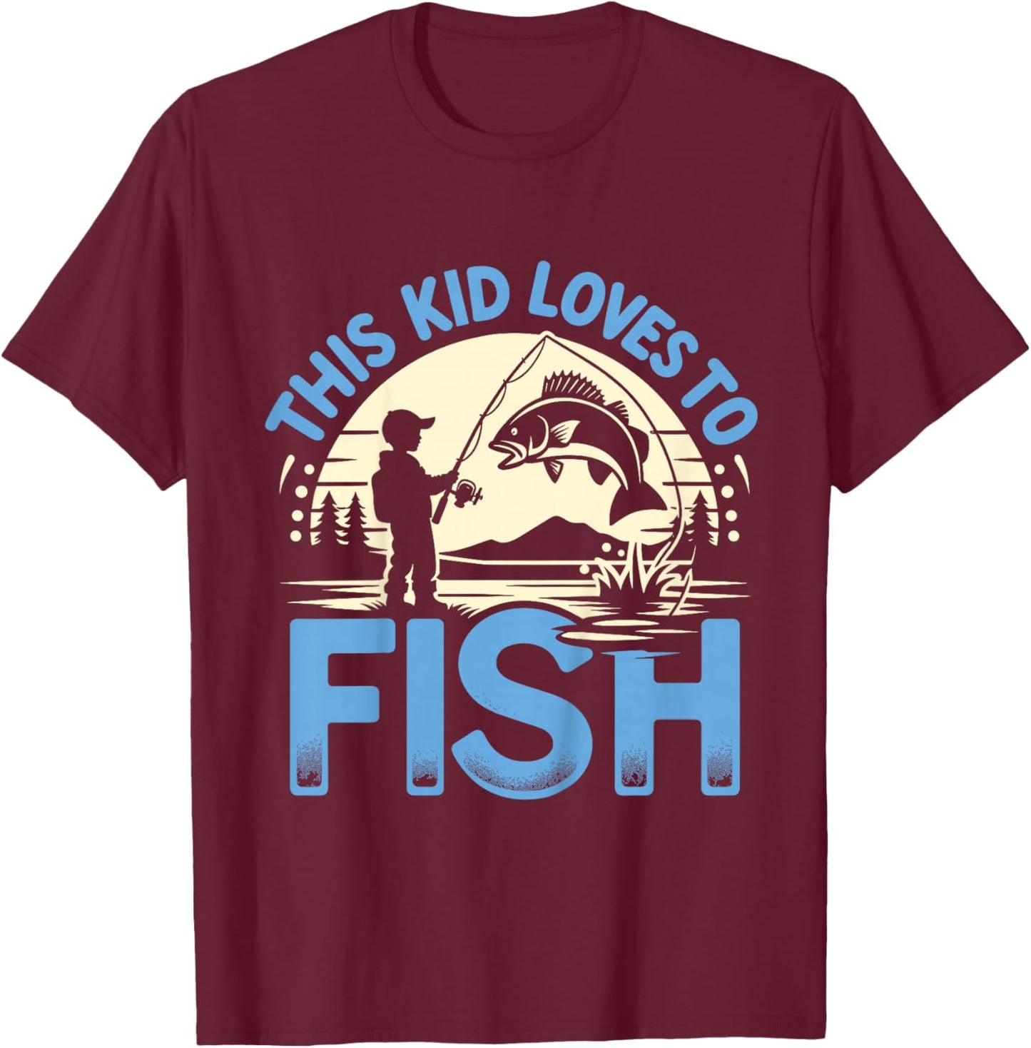 Funny This Kid Loves To Fish Fishing T-Shirt - T-Shirt | Maroon